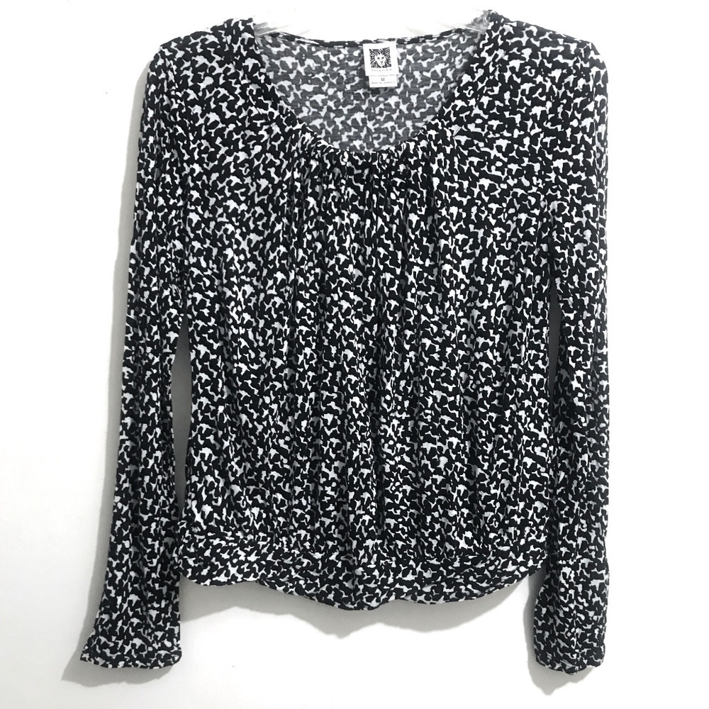 Anne Klein Long Sleeve Gathered Front Blouse